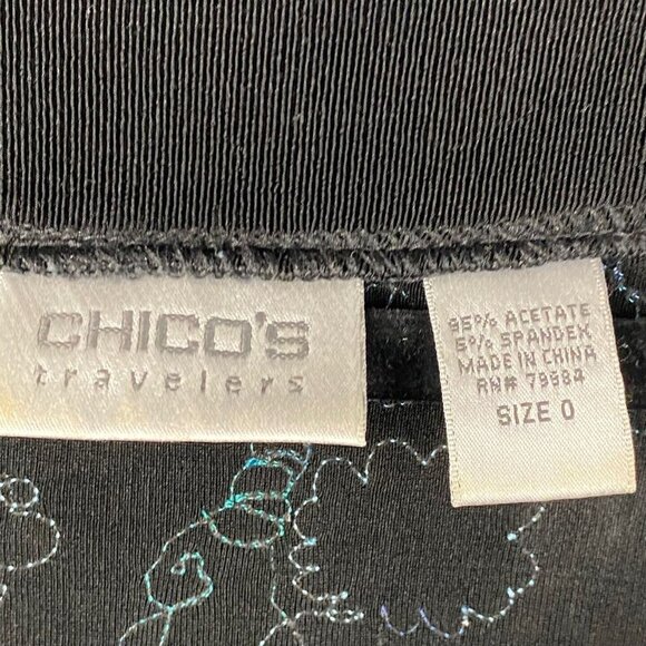 Chicos Travelers Cardigan Jacket Womens 0 US Small Embroidered Open Slinky Knit - Picture 4 of 8